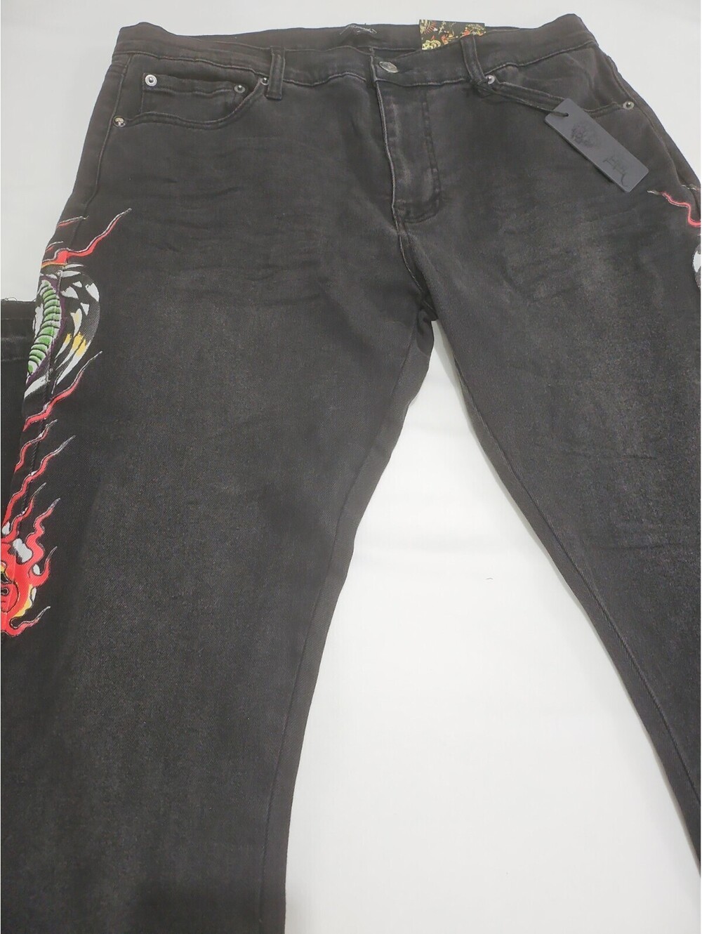 Ed Hardy Black Denim Dragon Jeans Size 34